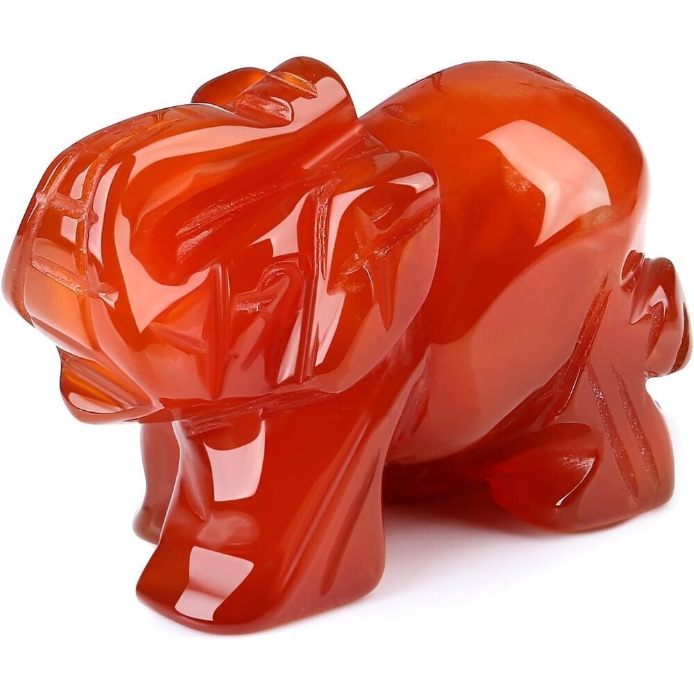 Red Carnelian Crystals Elephant Décor Stones Polished Figurine Natural Gemstone